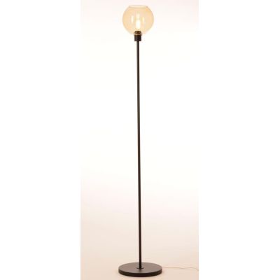 PAGODA PIANTANA CON DIFFUSORE IN VETRO FUME E MONTATURA IN METALLO NERO LAMPADINA ATTACCO E27 MODERNA