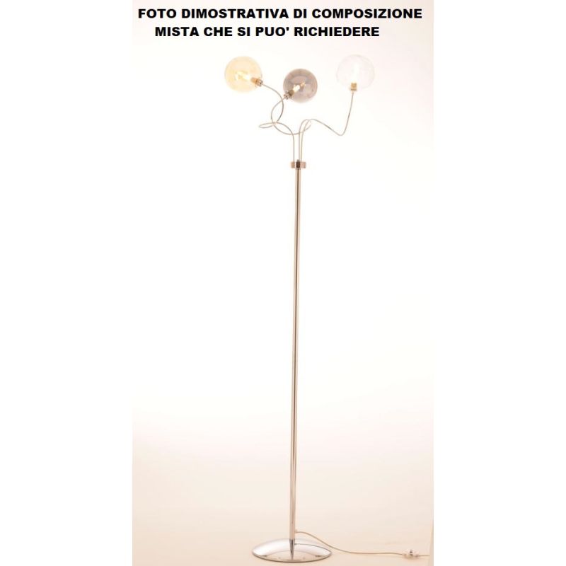 GINA PIANTANA 3 LUCI CROMO CON BRACCI FLESSIBILI E SFERE IN VETRO 4 COLORI CON LAMPADINE ATTACCO G9