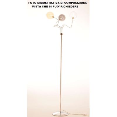 GINA PIANTANA 3 LUCI CROMO CON BRACCI FLESSIBILI E SFERE IN VETRO 4 COLORI CON LAMPADINE ATTACCO G9