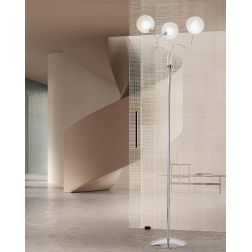 GINA PIANTANA 3 LUCI CROMO CON BRACCI FLESSIBILI E SFERE IN VETRO 4 COLORI CON LAMPADINE ATTACCO G9