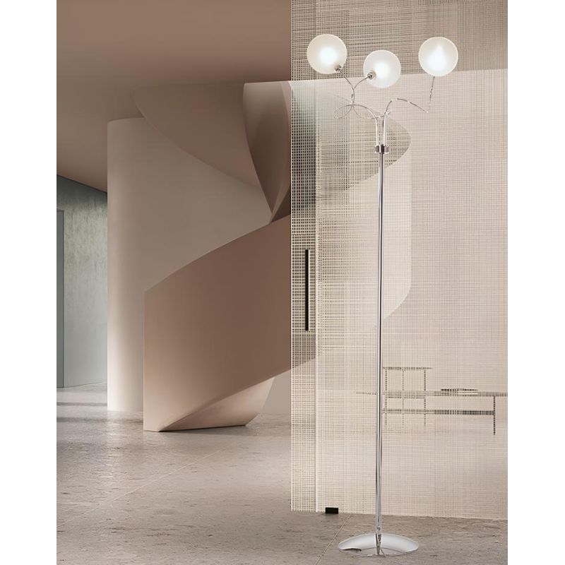 GINA PIANTANA 3 LUCI CROMO CON BRACCI FLESSIBILI E SFERE IN VETRO 4 COLORI CON LAMPADINE ATTACCO G9