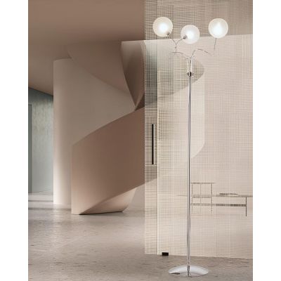 GINA PIANTANA 3 LUCI CROMO CON BRACCI FLESSIBILI E SFERE IN VETRO 4 COLORI CON LAMPADINE ATTACCO G9