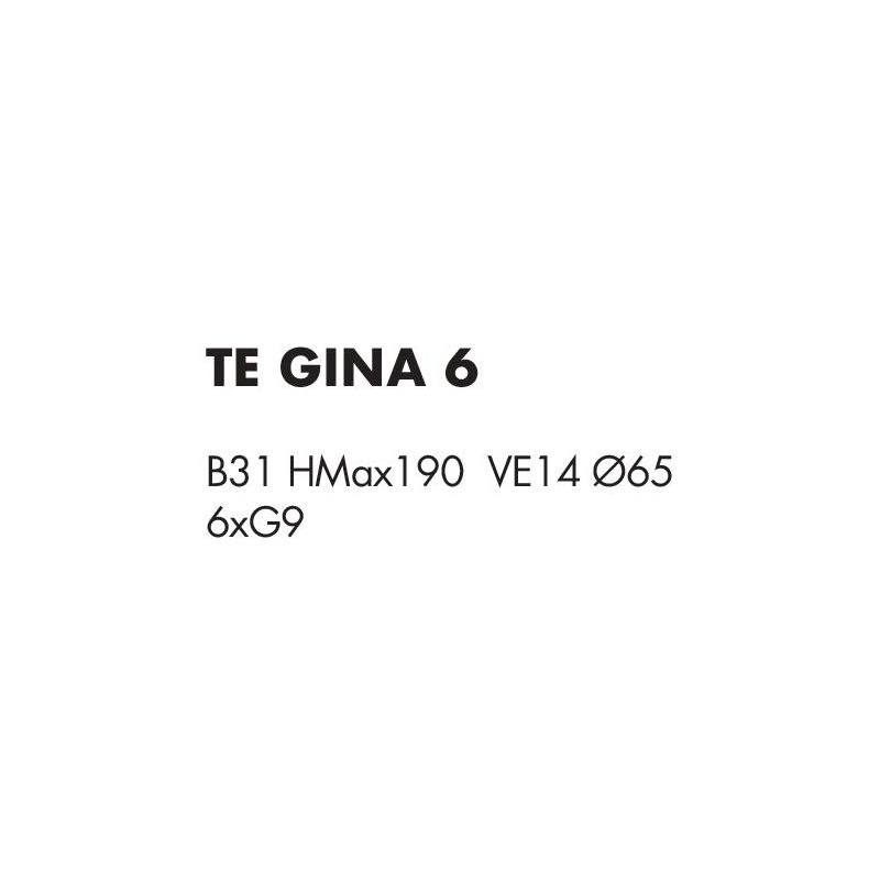 GINA PIANTANA 6 LUCI CROMO CON BRACCI FLESSIBILI E SFERE IN VETRO 4 COLORI CON LAMPADINE ATTACCO G9
