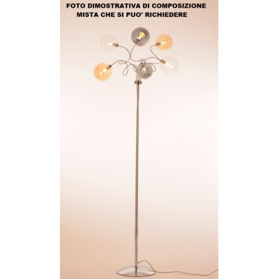GINA PIANTANA 6 LUCI CROMO CON BRACCI FLESSIBILI E SFERE IN VETRO 4 COLORI CON LAMPADINE ATTACCO G9