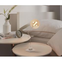 GINA LAMPADA DA TAVOLO CON BRACCIO FLESSIBILE CROMO O NICHEL E SFERA IN VETRO 4 COLORI LAMPADINA G9