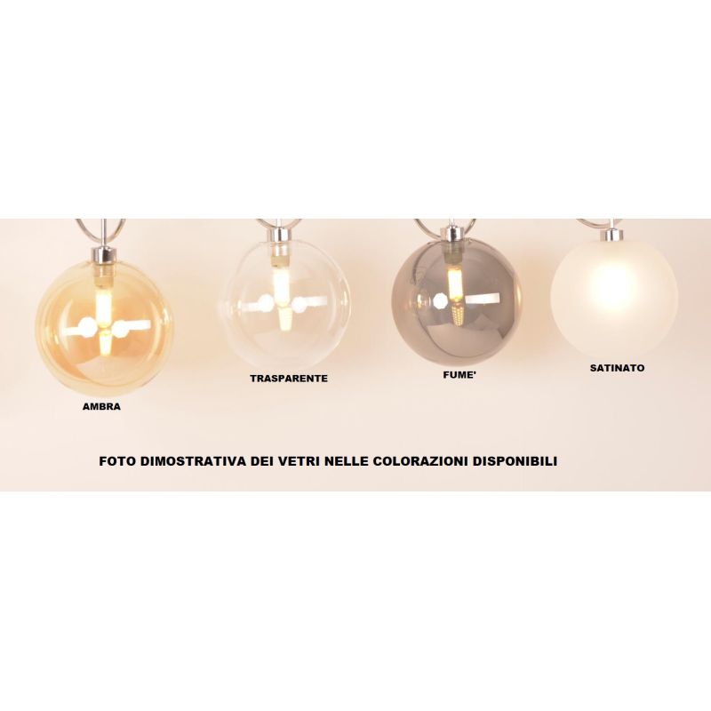 GINA LAMPADA DA TAVOLO CON BRACCIO FLESSIBILE CROMO O NICHEL E SFERA IN VETRO 4 COLORI LAMPADINA G9