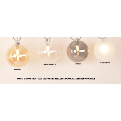 GINA LAMPADA DA TAVOLO CON BRACCIO FLESSIBILE CROMO O NICHEL E SFERA IN VETRO 4 COLORI LAMPADINA G9