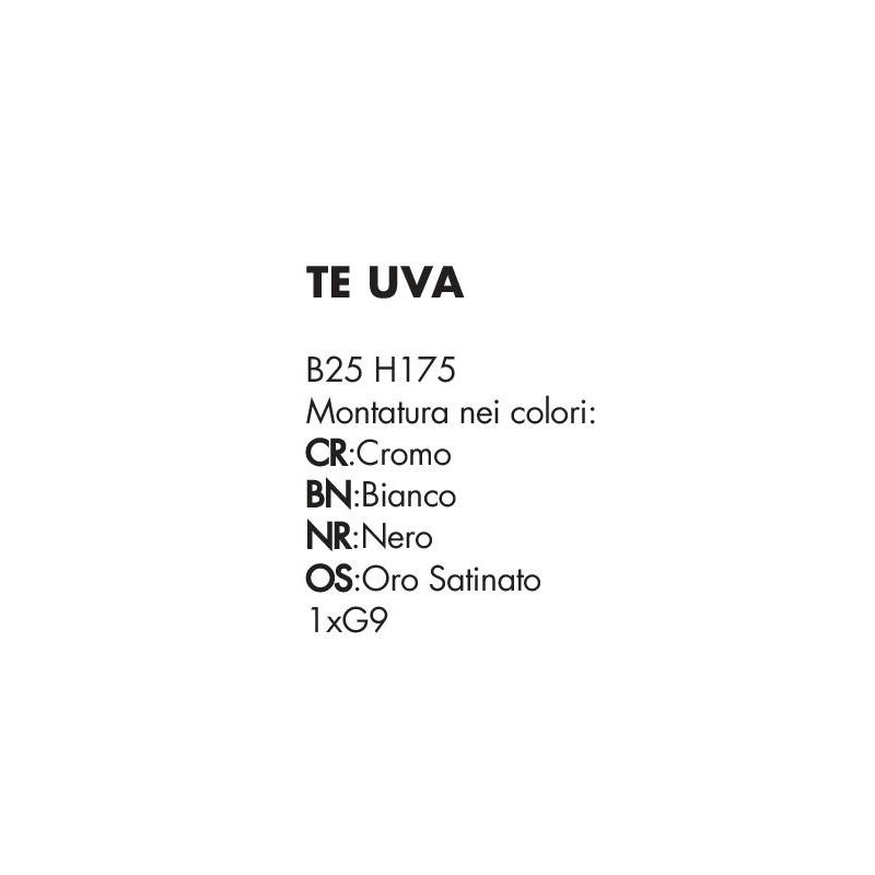 UVA PIANTANA H175 CM CON SFERA IN VETRO IRIDESCENTE E STRUTTURA IN METALLO 4 COLORI LAMPADINA ATTACCO G9
