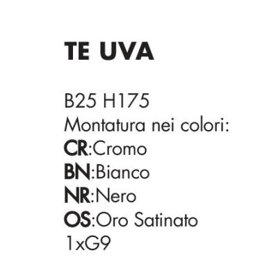 UVA PIANTANA H175 CM CON SFERA IN VETRO IRIDESCENTE E STRUTTURA IN METALLO 4 COLORI LAMPADINA ATTACCO G9
