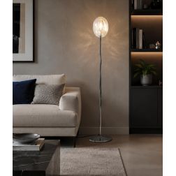UVA PIANTANA H175 CM CON SFERA IN VETRO IRIDESCENTE E STRUTTURA IN METALLO 4 COLORI LAMPADINA ATTACCO G9