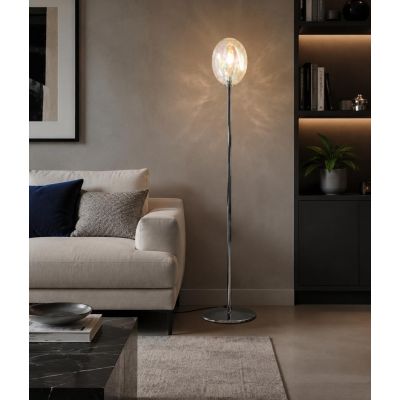 UVA PIANTANA H175 CM CON SFERA IN VETRO IRIDESCENTE E STRUTTURA IN METALLO 4 COLORI LAMPADINA ATTACCO G9