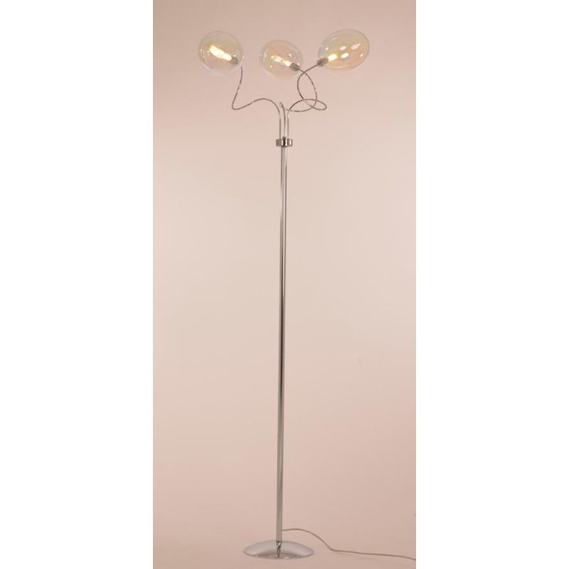 GINA UVA PIANTANA 3 LUCI CROMO CON BRACCI FLESSIBILI SFERE IN VETRO IRIDESCENTE  LAMPADINE ATTACCO G9