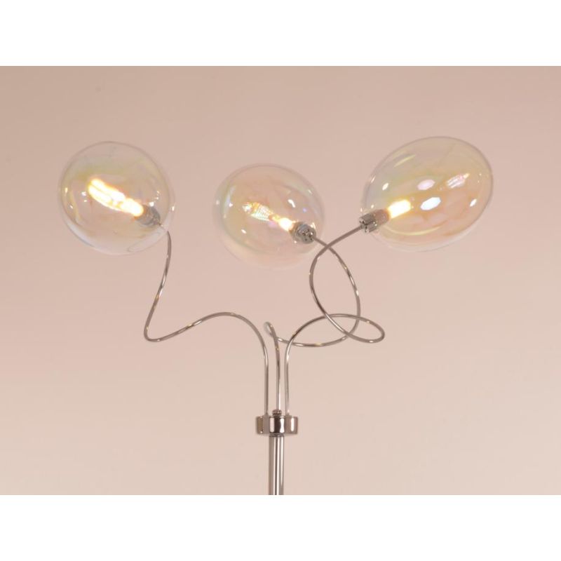 GINA UVA PIANTANA 3 LUCI CROMO CON BRACCI FLESSIBILI SFERE IN VETRO IRIDESCENTE  LAMPADINE ATTACCO G9