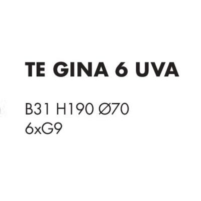 GINA UVA PIANTANA 6 LUCI CROMO CON BRACCI FLESSIBILI SFERE IN VETRO IRIDESCENTE  LAMPADINE ATTACCO G9