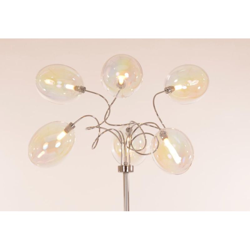 GINA UVA PIANTANA 6 LUCI CROMO CON BRACCI FLESSIBILI SFERE IN VETRO IRIDESCENTE  LAMPADINE ATTACCO G9