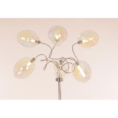 GINA UVA PIANTANA 6 LUCI CROMO CON BRACCI FLESSIBILI SFERE IN VETRO IRIDESCENTE  LAMPADINE ATTACCO G9