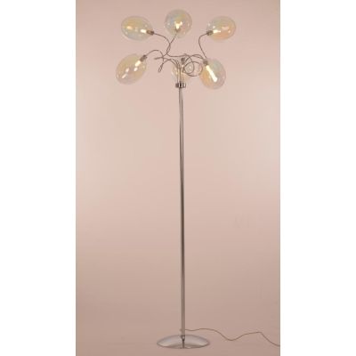 GINA UVA PIANTANA 6 LUCI CROMO CON BRACCI FLESSIBILI SFERE IN VETRO IRIDESCENTE  LAMPADINE ATTACCO G9