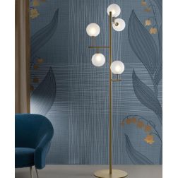 BOLLE 5 LAMPADA DA TERRA 5 LUCI MODERNA IN METALLO NERO O ORO OPACO CON SFERE IN VETRO Illuminando - Cristalensi Shop Online