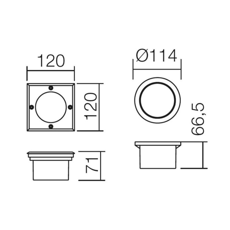 OBLO' MICRO QUADRATO IP67 INCASSO IN ACCIAIO CON LAMPADINA LED INCLUSA Pan International - Cristalensi Shop Online