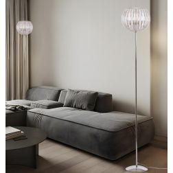 SCINTILLA LAMPADA DA TERRA CROMO DIFFUSORE IN ACRILICO TRASPARENTE 3 MISURE LAMPADINA ATTACCO E27