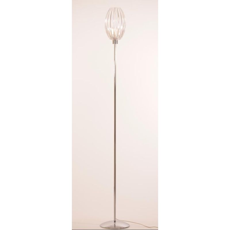 SCINTILLA LAMPADA DA TERRA CROMO DIFFUSORE OVALE IN ACRILICO TRASPARENTE CON LAMPADINA ATTACCO E27