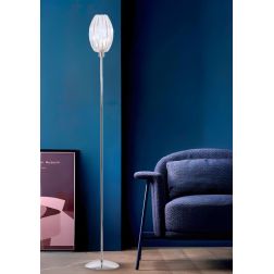 SCINTILLA LAMPADA DA TERRA CROMO DIFFUSORE OVALE IN ACRILICO TRASPARENTE CON LAMPADINA ATTACCO E27