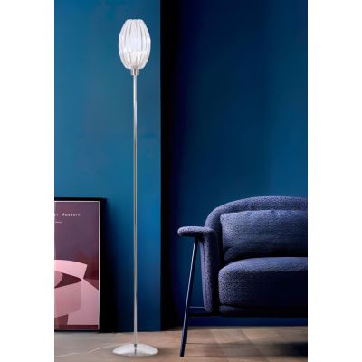 SCINTILLA LAMPADA DA TERRA CROMO DIFFUSORE OVALE IN ACRILICO TRASPARENTE CON LAMPADINA ATTACCO E27