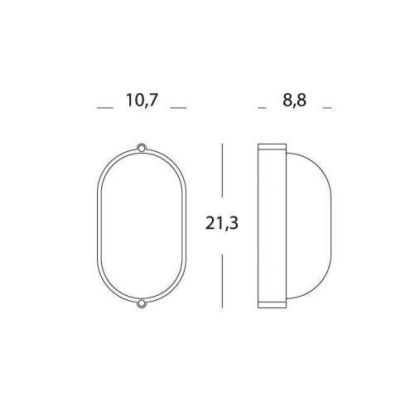 INDUSTRIALE OVALE APPLIQUE DA ESTERNI PICCOLA OVALE IP54 BIANCA O NERA CLASSICA DI SOVIL Sovil - Cristalensi Shop Online