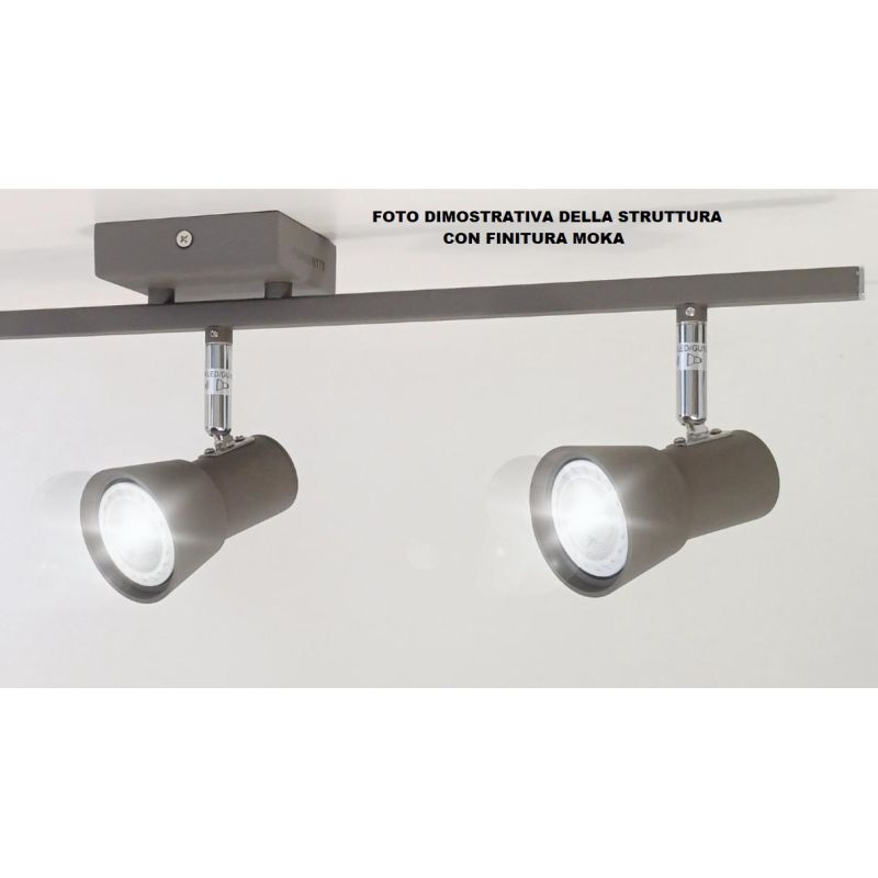 TORCIA 4 PLAFONIERA APPLIQUE BIANCO O MOKA CON LAMPADINE LED INCLUSE DIREZIONABILI Illuminando - Cristalensi Shop Online