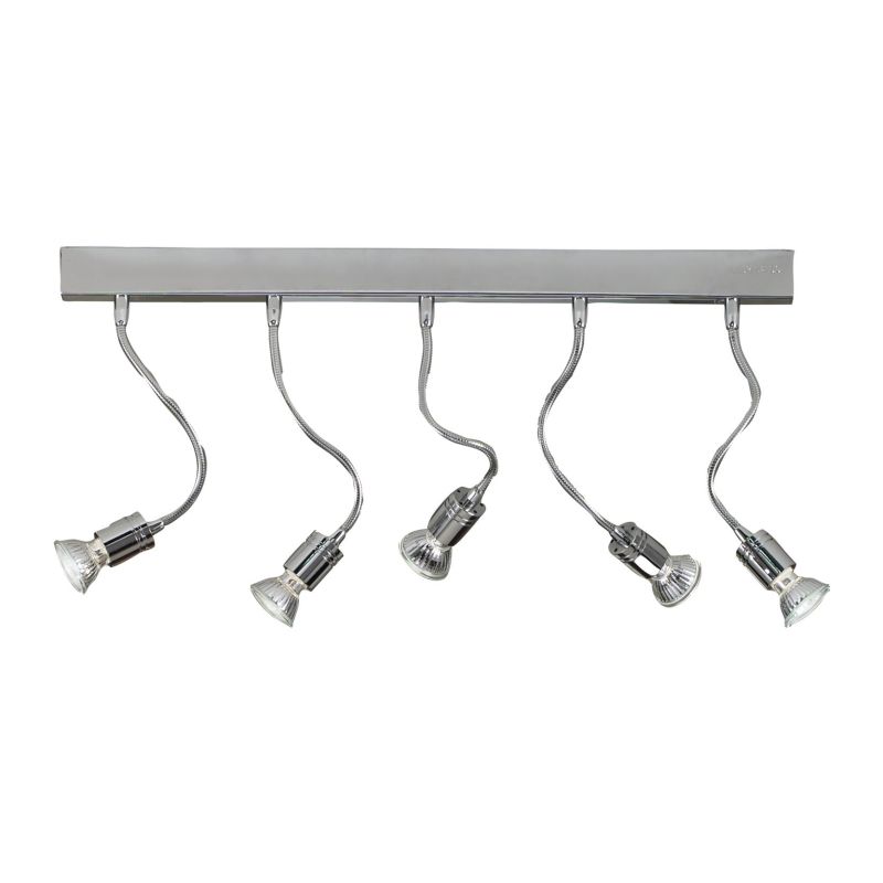 GINEVRA FLEX LAMPADA DA PARETE 5 LUCI METALLO CROMO BRACCI FLESSIBILE CON LAMPADINE LED INCLUSE Illuminando - Cristalensi Shop O