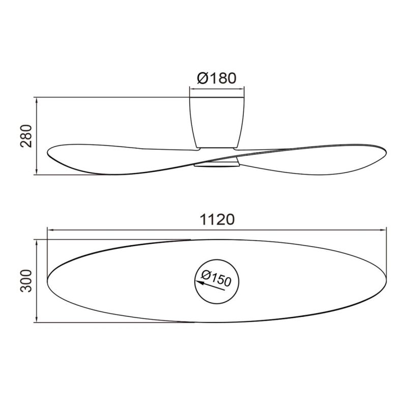 SURFER VENTILATORE D112 CM LED 18W DIMMERABILE 3 FINITURE COLORE CON TELECOMANDO INCLUSO MODERNO