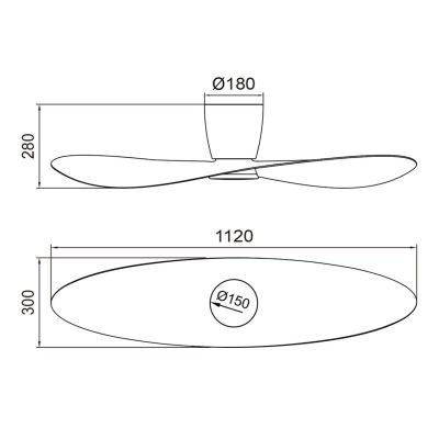 SURFER VENTILATORE D112 CM LED 18W DIMMERABILE 3 FINITURE COLORE CON TELECOMANDO INCLUSO MODERNO