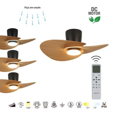 NENUFAR VENTILATORE D74 CM LED 18W DIMMERABILE 3 FINITURE COLORE CON TELECOMANDO INCLUSO MODERNO