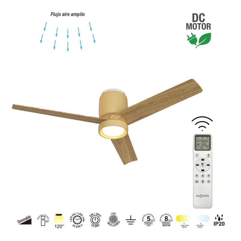 CERAMICA VENTILATORE D122 CM IN CERAMICA 2 COLORI LED 20W DIMMERABILE PALE FINITURA LEGNO TELECOMANDO INCLUSO
