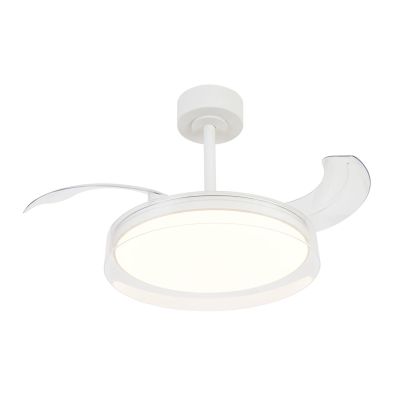 GLASS FAN VENTILATORE METALLO BIANCO E VETRO LUCE LED DIMMERABILE 2 MISURE PALE A SCOMPARSA TELECOMANDO INCLUSO