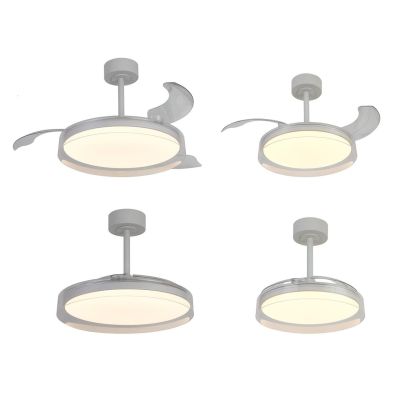 GLASS FAN VENTILATORE METALLO BIANCO E VETRO LUCE LED DIMMERABILE 2 MISURE PALE A SCOMPARSA TELECOMANDO INCLUSO