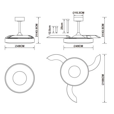 COIN SMART VENTILATORE CON PALE A SCOMPARSA D106 CM LED 40W DIMMERABILE 5 COLORI TELECOMANDO INCLUSO