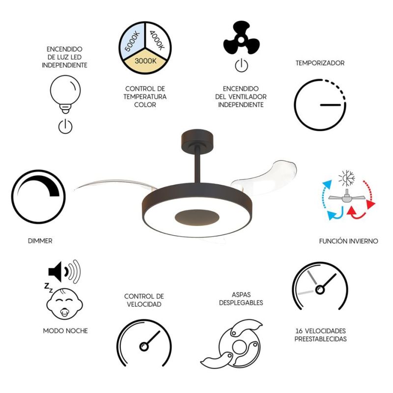 COIN SMART VENTILATORE CON PALE A SCOMPARSA D106 CM LED 40W DIMMERABILE 5 COLORI TELECOMANDO INCLUSO
