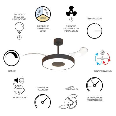 COIN SMART VENTILATORE CON PALE A SCOMPARSA D106 CM LED 40W DIMMERABILE 5 COLORI TELECOMANDO INCLUSO
