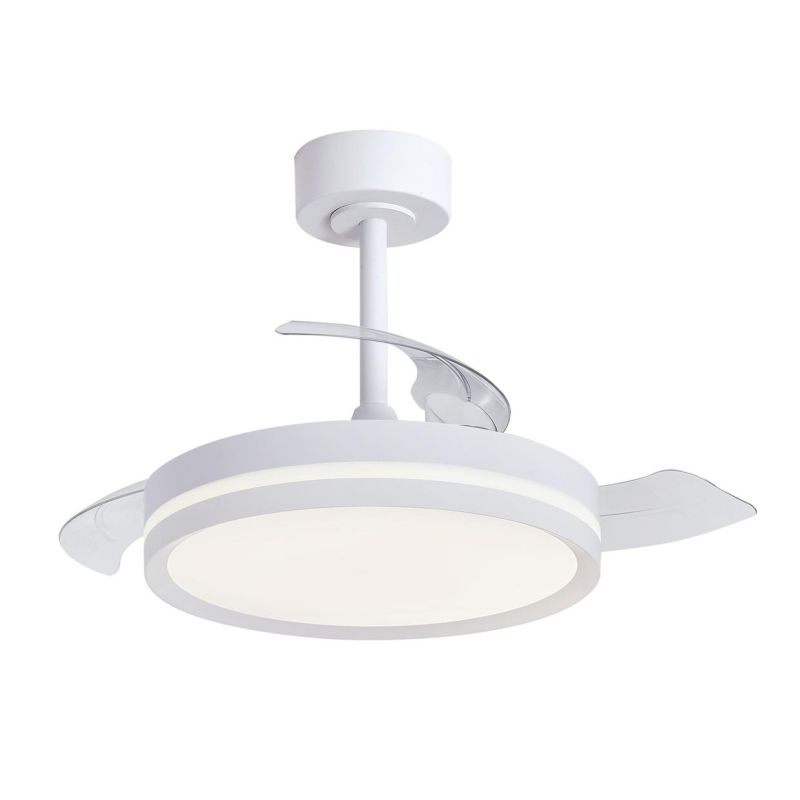 VILLENA VENTILATORE BIANCO CON PALE A SCOMPARSA 2 MISURE LUCE LED DIMMERABILE TELECOMANDO INCLUSO