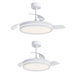 VILLENA VENTILATORE BIANCO CON PALE A SCOMPARSA 2 MISURE LUCE LED DIMMERABILE TELECOMANDO INCLUSO