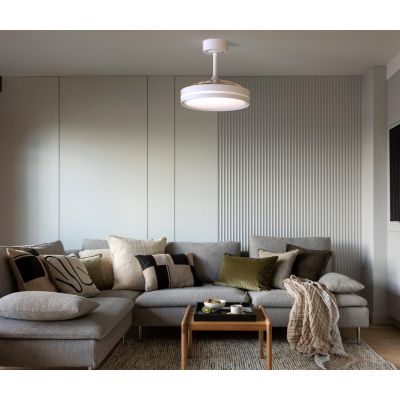 VILLENA VENTILATORE BIANCO CON PALE A SCOMPARSA 2 MISURE LUCE LED DIMMERABILE TELECOMANDO INCLUSO