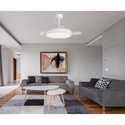 VILLENA VENTILATORE BIANCO CON PALE A SCOMPARSA 2 MISURE LUCE LED DIMMERABILE TELECOMANDO INCLUSO 2