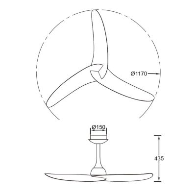 IPANEMA VENTILATORE SENZA LUCE IP44 CON 3 PALE IN METALLO 3 COLORI D117 CM CON TELECOMANDO INCLUSO