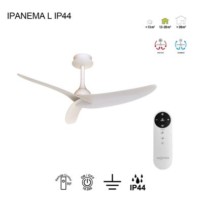 IPANEMA VENTILATORE SENZA LUCE IP44 CON 3 PALE IN METALLO 3 COLORI D117 CM CON TELECOMANDO INCLUSO