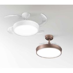 OPEN + VENTILATORE BIANCO O MARRONE D106 CM CON PALE A SCOMPARSA LED 36W LUCE CCT DIMMERABILE TELECOMANDO INCLUSO