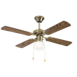 GEMINI VENTILATORE CON 4 PALE D105 CM 3 FINITURE COLORE LAMPADINA ATTACCO E27 CON INTERRUTTORE A STRAPPO Perenz - Cristalensi Sh 2