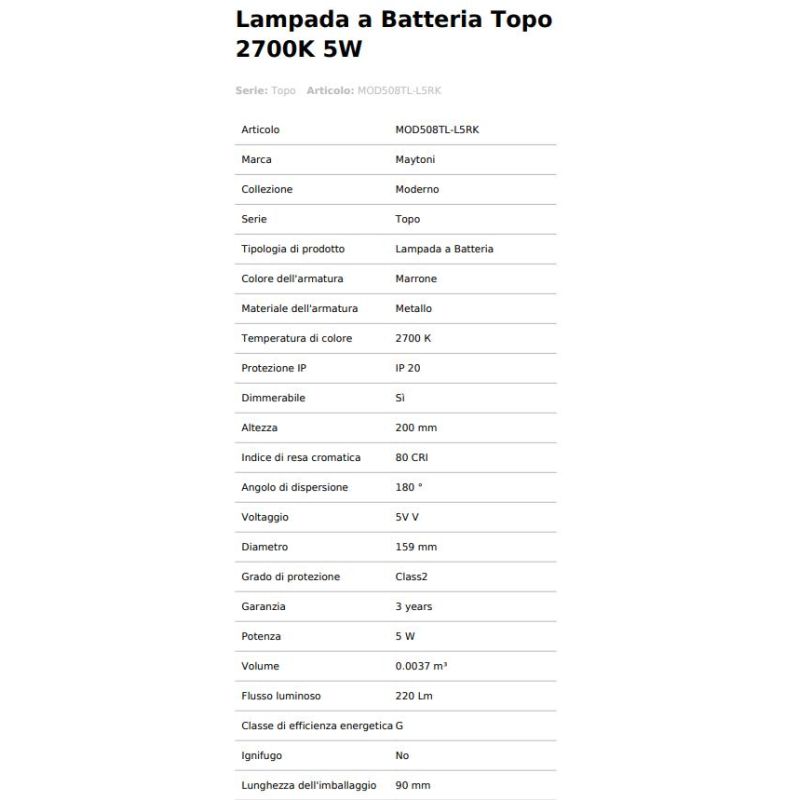 TOPO LAMPADA A BATTERIA RICARICABILE LED 5W LUCE 2700K TOUCH DIMMER, PORTA USB ORIENTABILE 4 COLORI