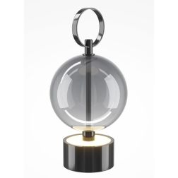 DOUBLE MOON PICCOLO LUMETTO CON BATTERIA RICARICABILE LED 3W LUCE 3000K DIMMERABILE NERA FUME