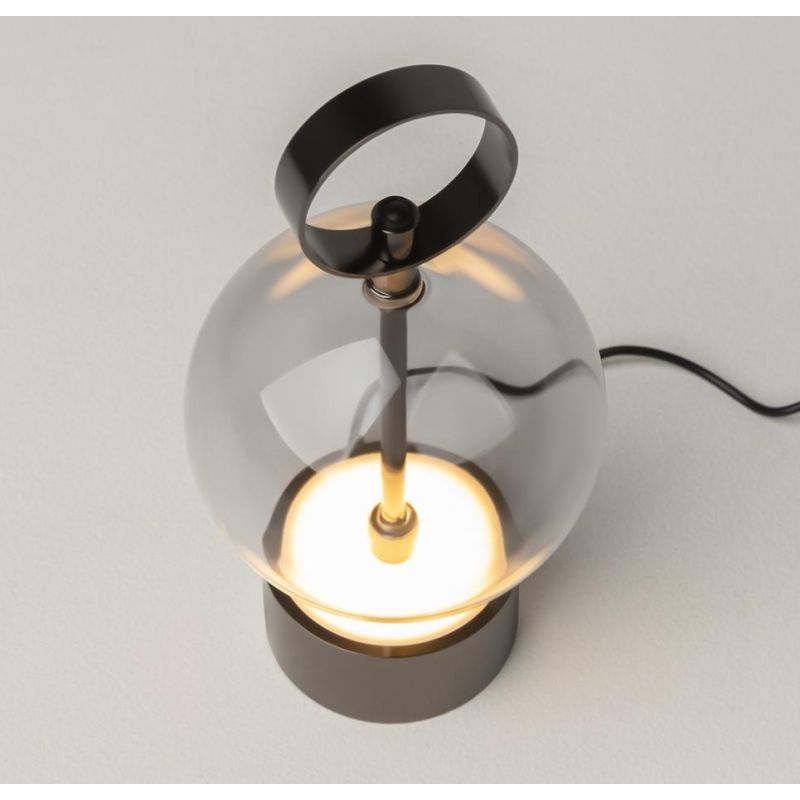 DOUBLE MOON PICCOLO LUMETTO CON BATTERIA RICARICABILE LED 3W LUCE 3000K DIMMERABILE NERA FUME